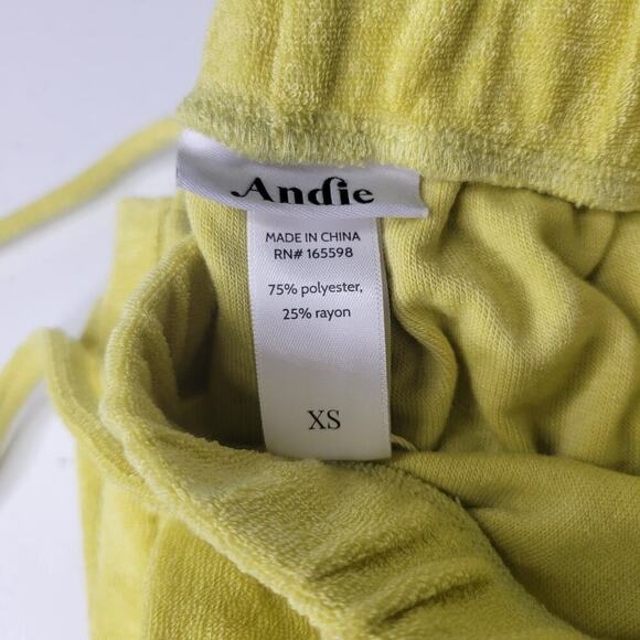 Andie Swim The Crop Pant Women XS Yellow Lime Green Terrycloth Oversized Lounge - Picture 6 of 8